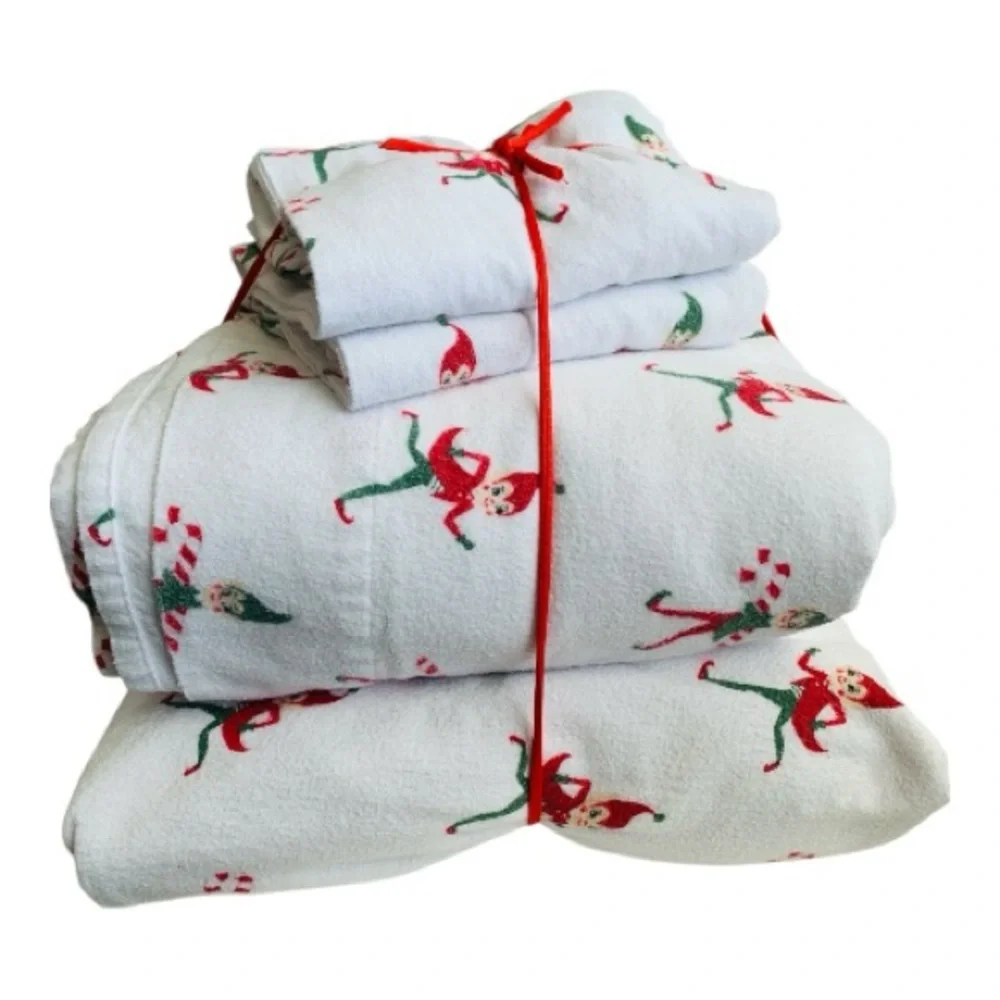 Pottery Barn Kids Elf Sheet Set Organic Cotton Size Full 4 Piece Set - Picture 2 of 10